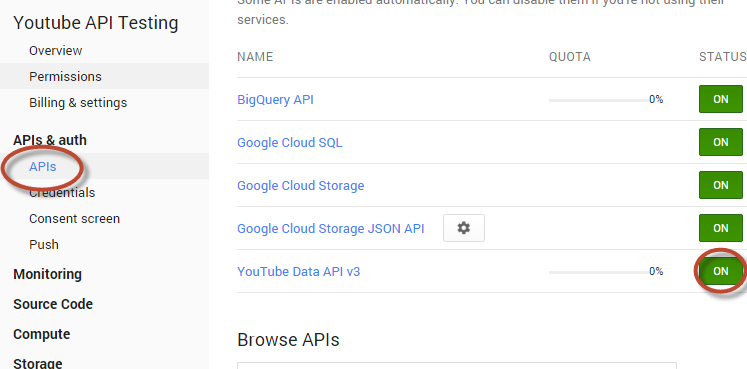 Kích hoạt youtube data api cho project