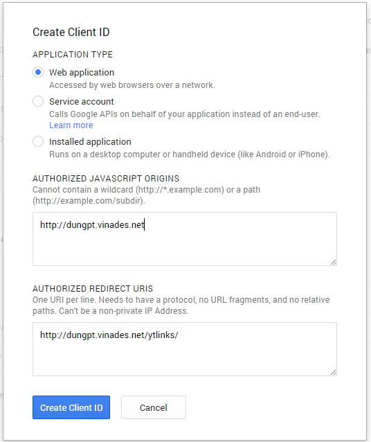 Tạo Client ID